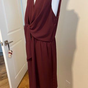 Dark Red Tie Front Dress, New with Tags